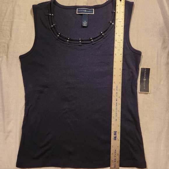 NWT Karen Scott Women's intrepid blue Sleeveless Top size medium - Picture 2 of 5